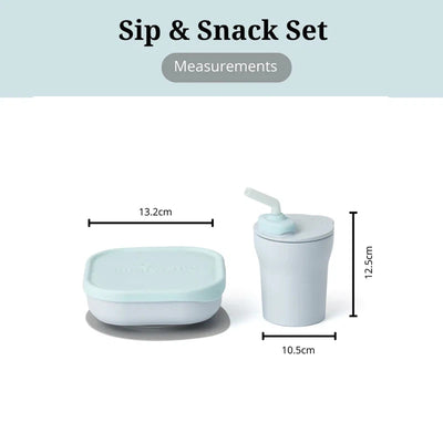 Sip and Snack Suction Bowl with Sippy Cup Feeding Set Aqua/Aqua