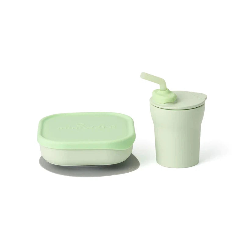 Sip and Snack Suction Bowl with Sippy Cup Feeding Set (Key Lime)