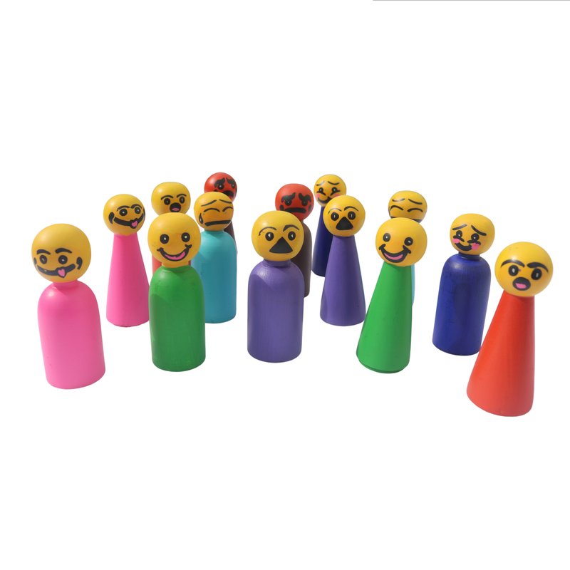 Wooden Peg Dolls 14 PCS Toy for Kids Vegetable Colored safe ( EMOTIONS )