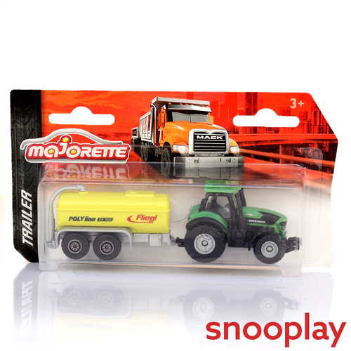Majorette Original Licensed Diecast Deutz-FAHR Tractor with Fliegl Polyline 18500 Trailer (7 Years till Grown Ups)