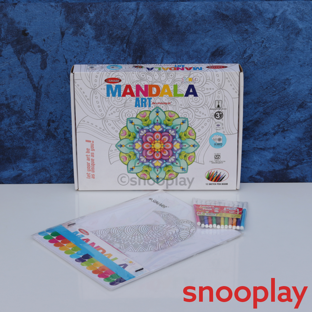 Simarr Mandala Art Kit with 20 Coloring Sheets & Mandala Hangings (9 Years Till Grown Ups)
