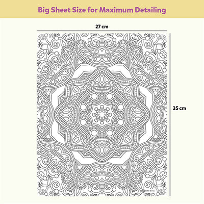 Mandala Art Colouring Kit With 24 Big Sheets and 12 Sketch Pens - Multicolour