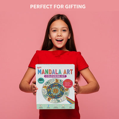 Mandala Art Colouring Kit With 24 Big Sheets and 12 Sketch Pens - Multicolour