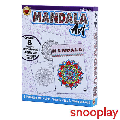 Applefun 'n' Learn Mandala Art Kit: 8 Mandala Artworks, Sketch Pens & Display Hangers (10 Years Till Grown Ups)