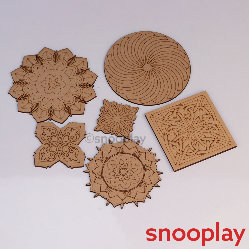 Simarr Wooden Mandala Art with Colors & Paint Brush (7-12 Years)