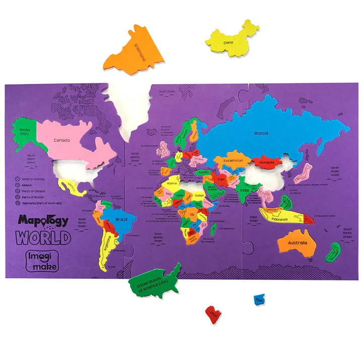 Imagimake Mapology World Map & Its Countries Shaped Puzzle | 68 Pieces