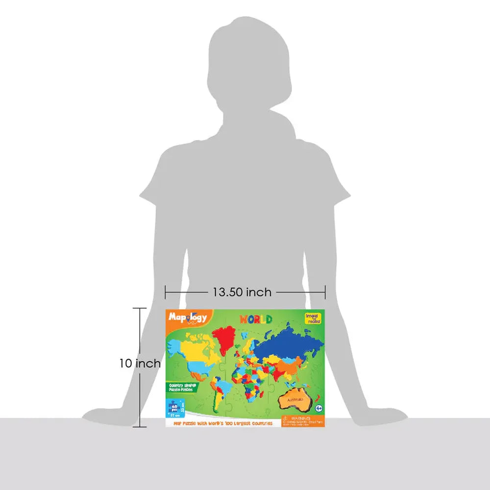 Imagimake Mapology World Map & Its Countries Shaped Puzzle | 68 Pieces