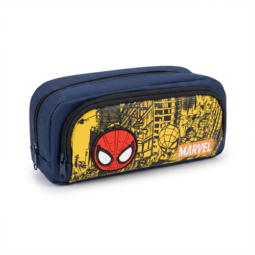Character Theme Hard Case Pencil Pouch with Zipper Closure - Dark Blue
