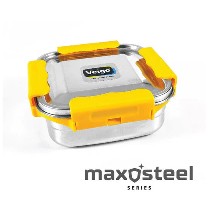 Lunch Boss Combo- 3 Maxo Steel Leakproof & Airtight Medium Lunch Boxes(330ml + 330ml + 330ml) with Insulated Lunch Bag, Suitable for Office & School| Yellow