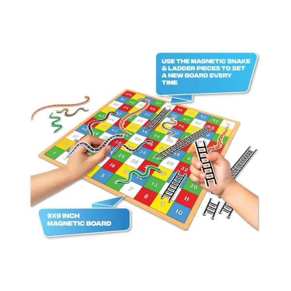 Play Panda Magnetic Snakes & Ladders Infinity (Small) - Use the Magnetic Snake & Magnetic Ladder Pieces to Set a New Board