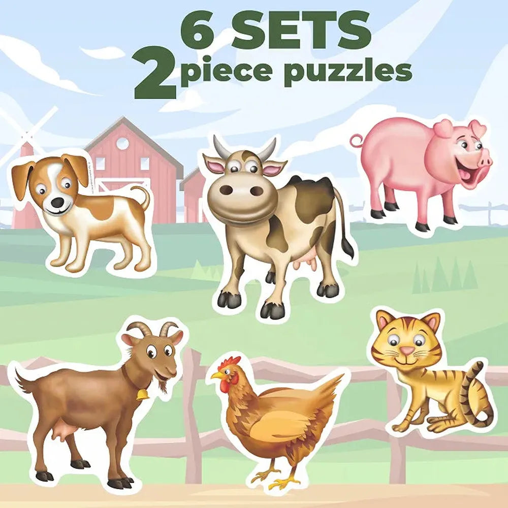 Toykraft My First Farm Animal 2-Piece Floor Puzzles – Chunky, Educational Toddler Puzzles