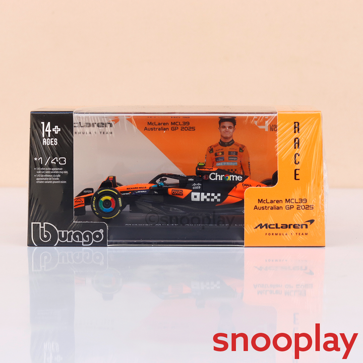 Bburago Original McLaren MCL39 - Australian GP 2025 Licensed Diecast Car | 1:43 Scale (14 Years till Grown Ups)