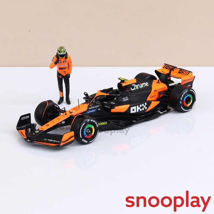 Lando Norris Original McLaren MCL38 Miami Grand Prix 2024 Licensed Diecast Car with Pilot | 1:24 Scale (14 Years till Grown Ups)
