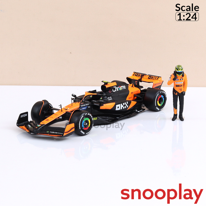 Lando Norris Original McLaren MCL38 Miami Grand Prix 2024 Licensed Diecast Car with Pilot | 1:24 Scale (14 Years till Grown Ups)