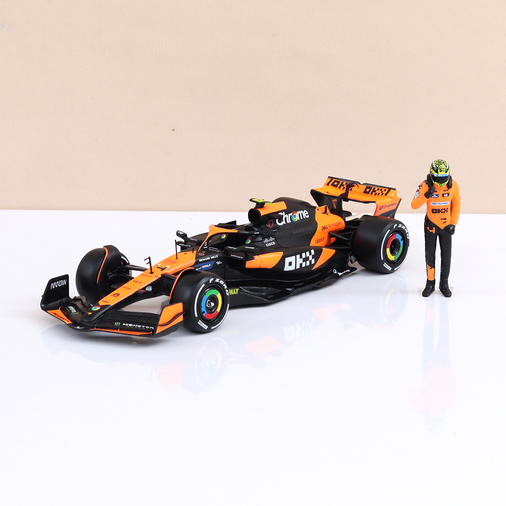Lando Norris Original McLaren MCL38 Miami Grand Prix 2024 Licensed Diecast Car with Pilot | 1:24 Scale (14 Years till Grown Ups)