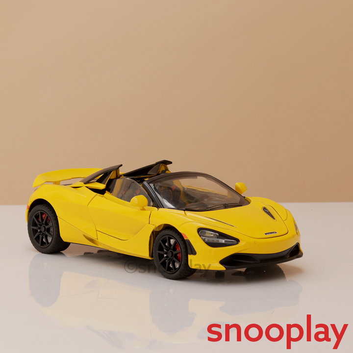 Resembling McLaren 720S Diecast Car | Pullback, Light & Sound | 1:24 Scale (3 Years till Grown Ups)