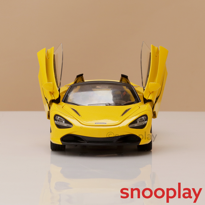 Resembling McLaren 720S Diecast Car | Pullback, Light & Sound | 1:24 Scale (3 Years till Grown Ups)