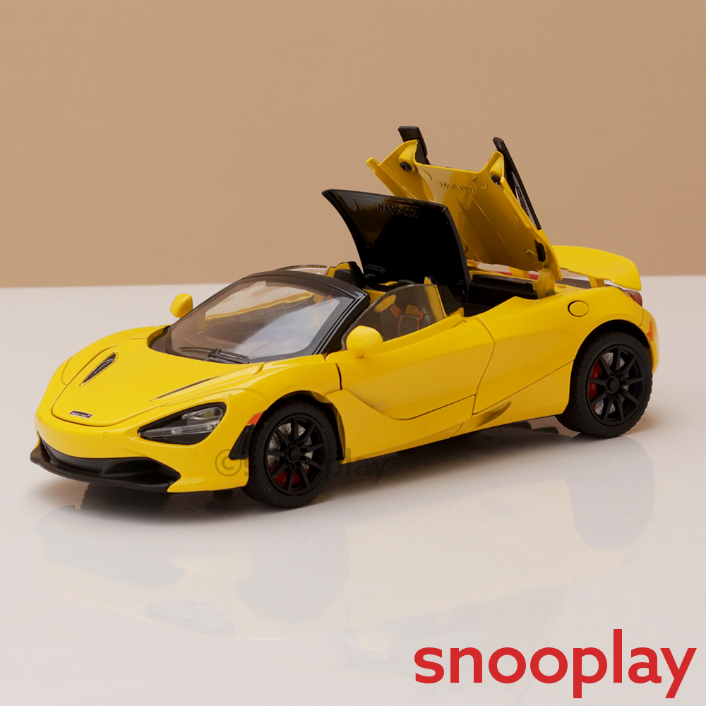 Resembling McLaren 720S Diecast Car | Pullback, Light & Sound | 1:24 Scale (3 Years till Grown Ups)
