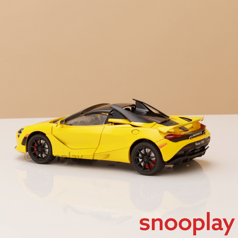 Resembling McLaren 720S Diecast Car | Pullback, Light & Sound | 1:24 Scale (3 Years till Grown Ups)