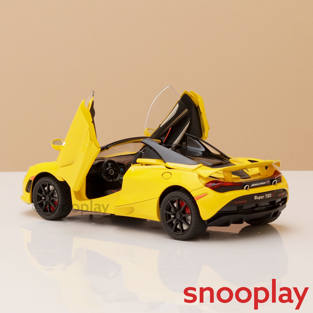 Resembling McLaren 720S Diecast Car | Pullback, Light & Sound | 1:24 Scale (3 Years till Grown Ups)