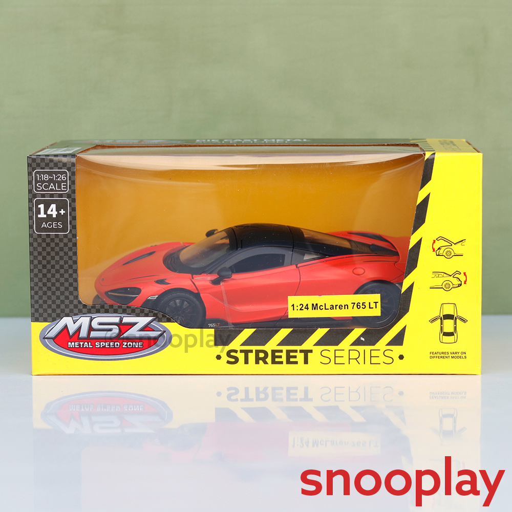 Metal Speed Zone Original McLaren 765 LT Licensed Diecast Car with Openable Doors | 1:24 Scale (14 Years till Grown Ups)