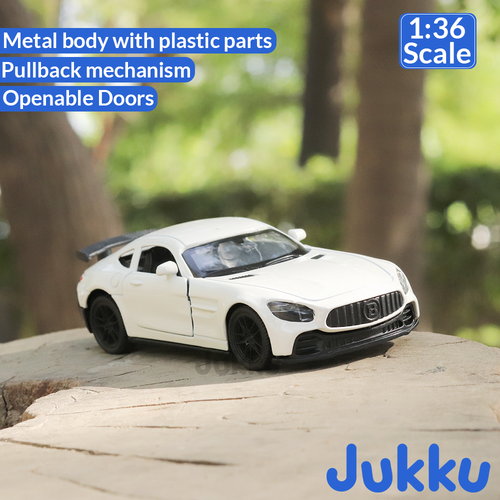 Jukku Resembling Mercedes Benz GT R Diecast Car - Pullback, Openable Doors | 1:36 Scale (3 Years till Grown Ups)