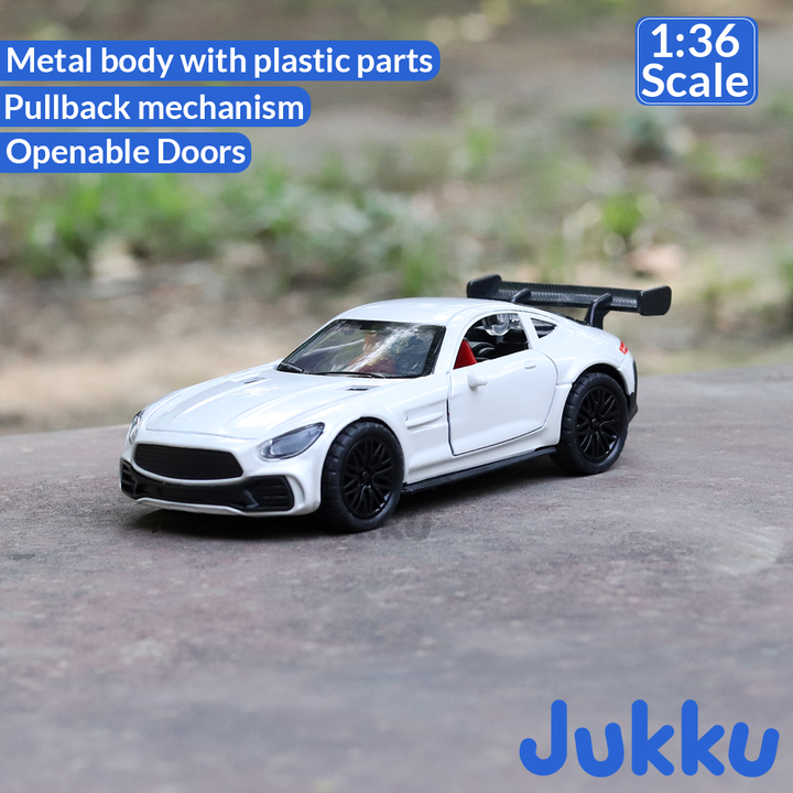 Jukku Resembling Mercedes Benz GT Diecast Car - Pullback, Openable Doors | 1:36 Scale (3 Years till Grown Ups)