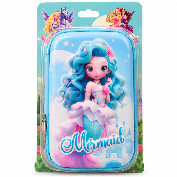 Mermaid Hardtop Pencil Case for Kids - Sky Blue
