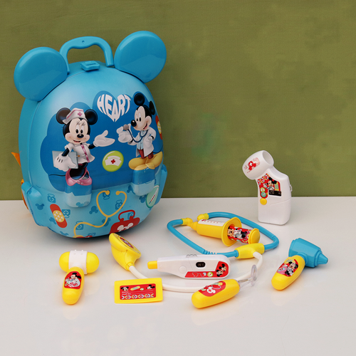 Kriiddaank 2 in 1 Original Mickey Portable Trolley & Backpack Doctor Kit with Light & Sound - 8 Pieces | Licensed Disney Toy (3-8 Years)