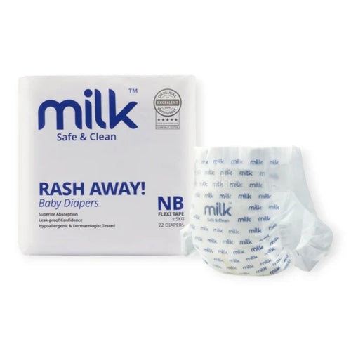 Milk Size-NB Baby Diaper Flexi Tape | 22 Pieces | 0–5 kg