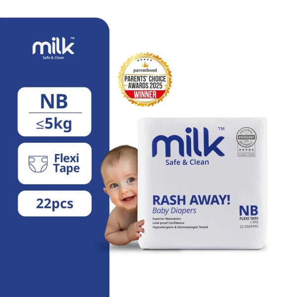 Milk Size-NB Baby Diaper Flexi Tape | 22 Pieces | 0–5 kg