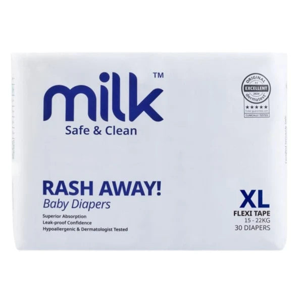 Milk Size-XL Baby Diaper Flexi Tape | 30 Pieces | 15–22 kg