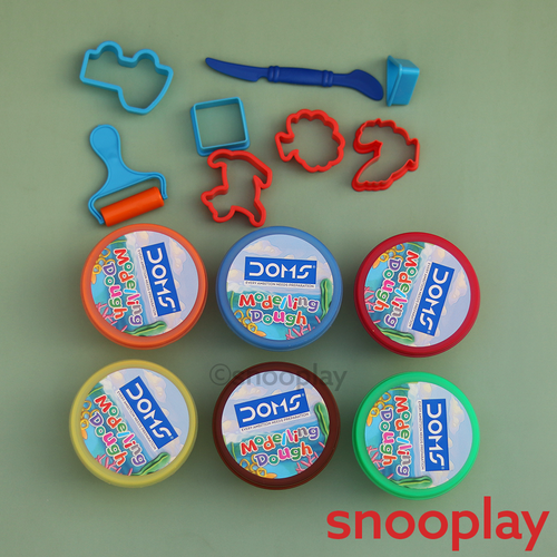 Modelling Clay Sets | 1 Set = 6 Colourful Clays, 1 Roller, 6 Stencils, 1 Spatula (3-8 Years)