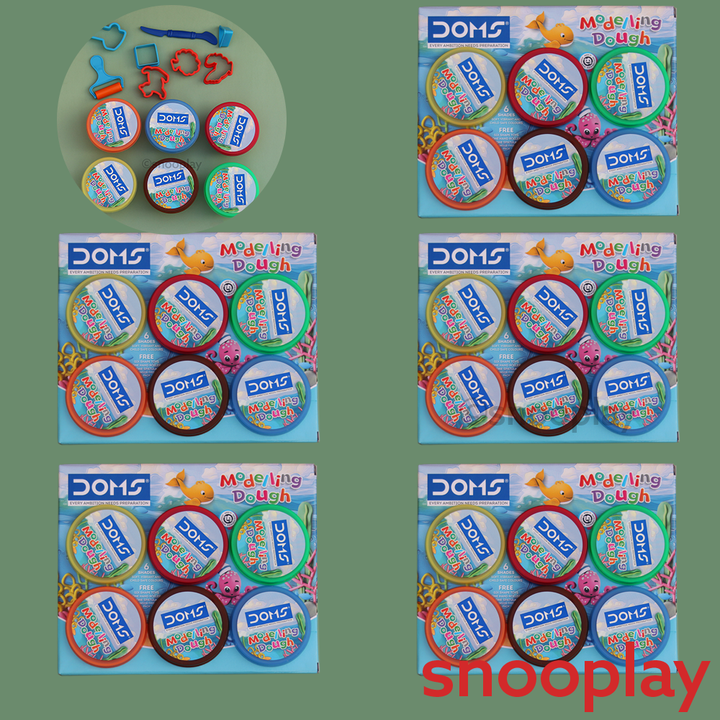 Modelling Clay Sets | 1 Set = 6 Colourful Clays, 1 Roller, 6 Stencils, 1 Spatula (3-8 Years)