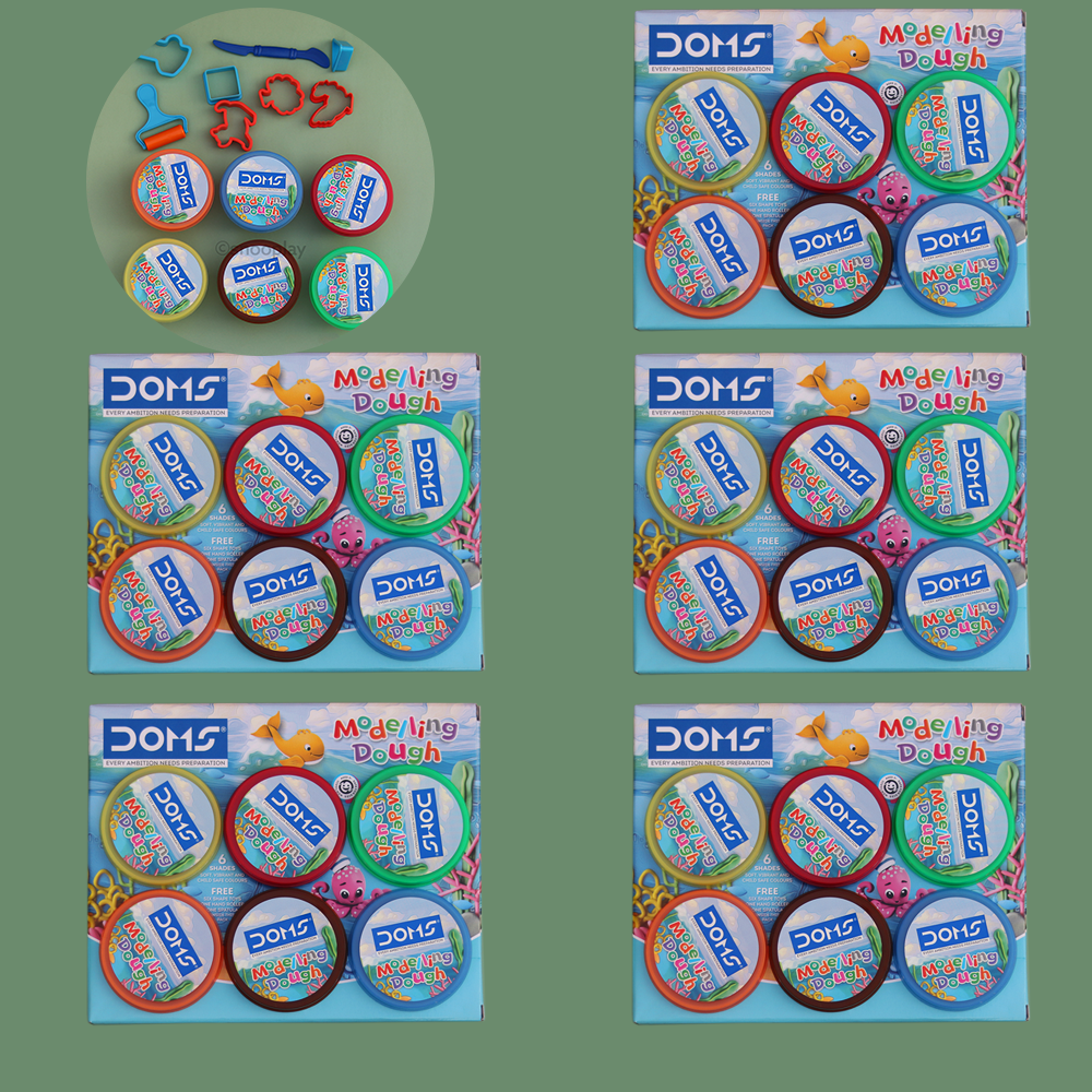 Modelling Clay Sets | 1 Set = 6 Colourful Clays, 1 Roller, 6 Stencils, 1 Spatula (3-8 Years)