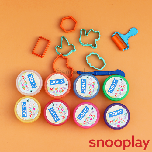 Modelling Clay Sets | 1 Set = 8 Colorful Clays, 1 Roller, 6 Stencils, 1 Spatula (3-8 Years)