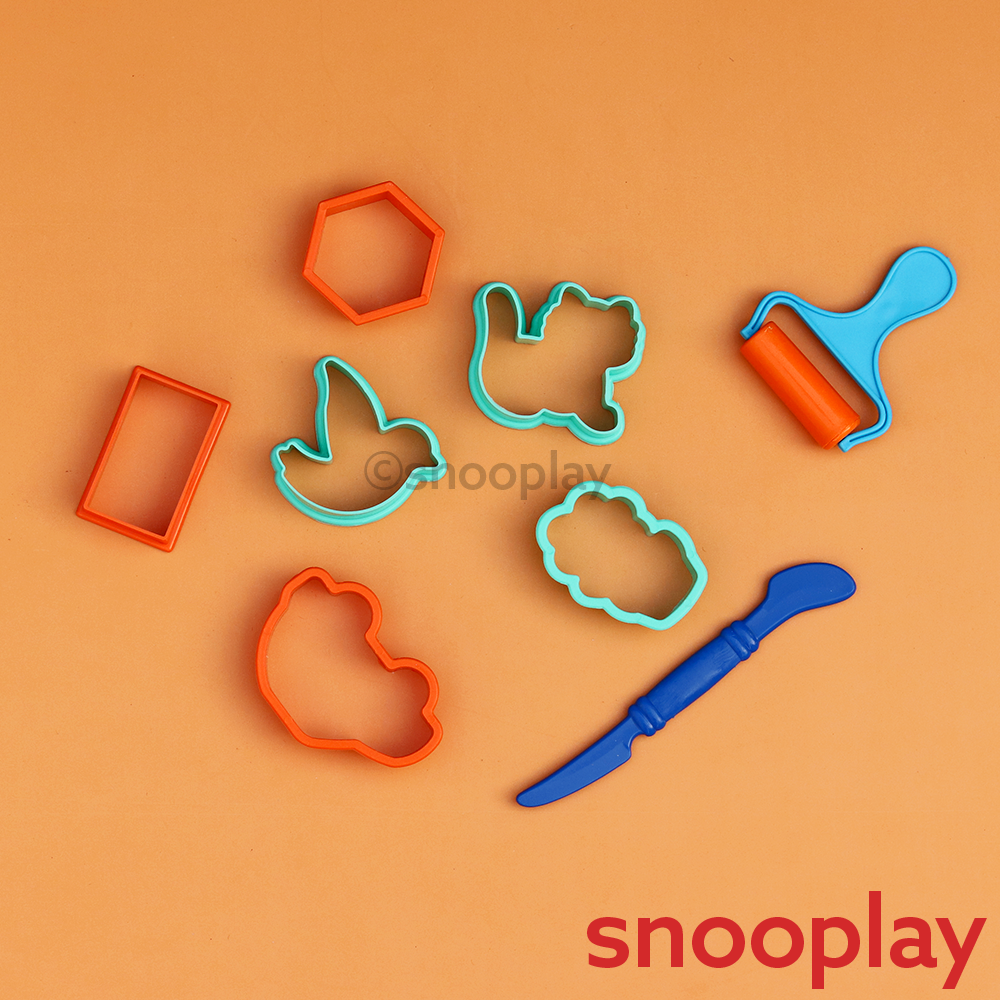 Modelling Clay Sets | 1 Set = 8 Colorful Clays, 1 Roller, 6 Stencils, 1 Spatula (3-8 Years)