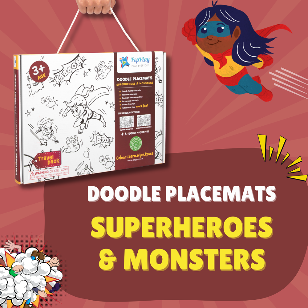 Doodle placemats - Superheroes & Monsters