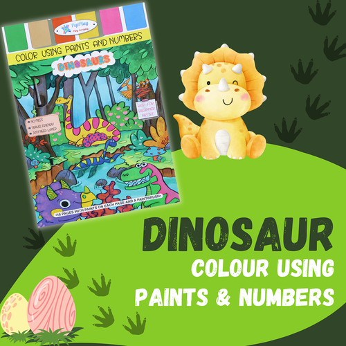Dinosaurs Coloring Book - Color Using Paint & Numbers (8-12 Years)