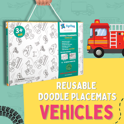 Doodle Placemats Set – Vehicle Series (DIY Drawing Kit)