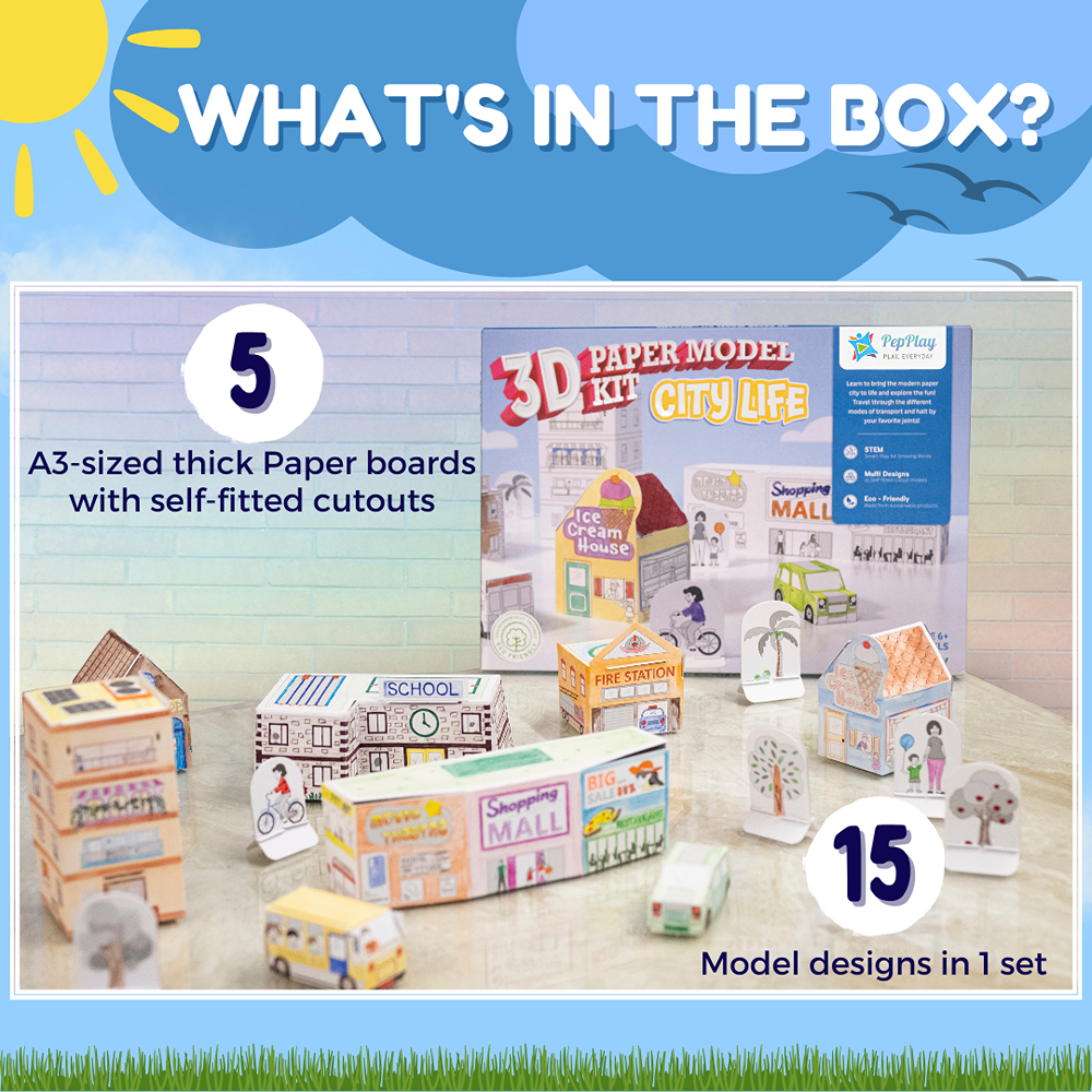 3D Paper Model Kit – City Life (DIY Activity Set)