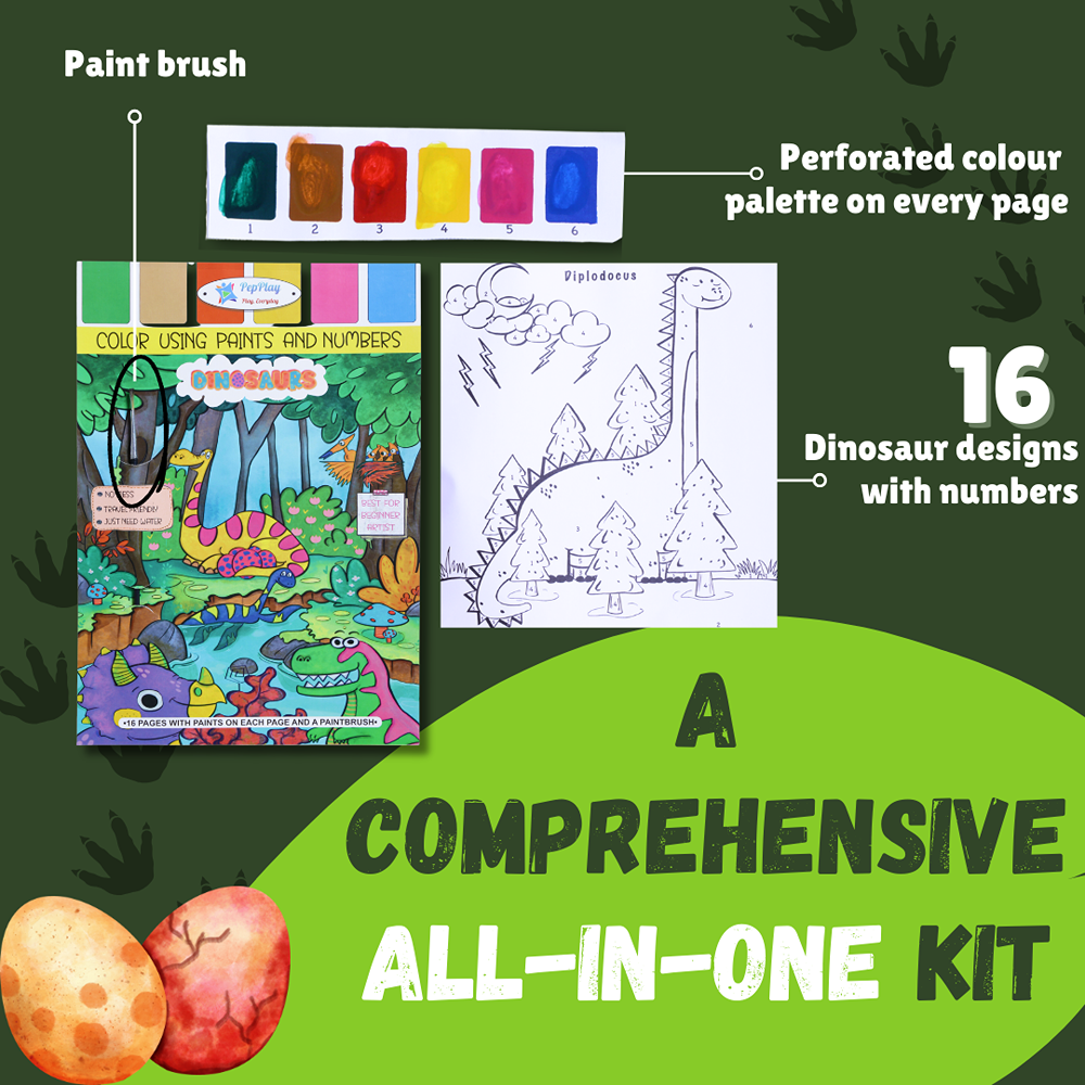 Dinosaurs Coloring Book - Color Using Paint & Numbers