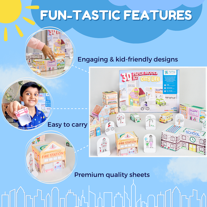 3D Paper Model Kit – City Life (DIY Activity Set)