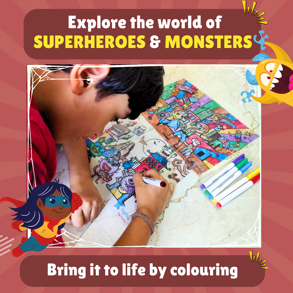 Doodle placemats - Superheroes & Monsters