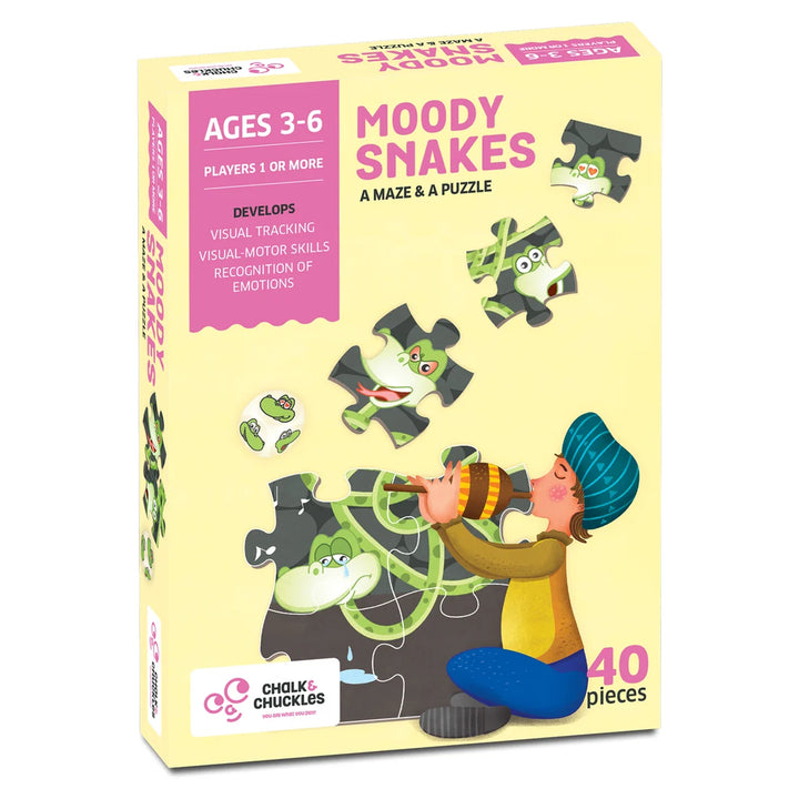 Chalk & Chuckles Moody Snakes Puzzle for Kids - 40 Pieces