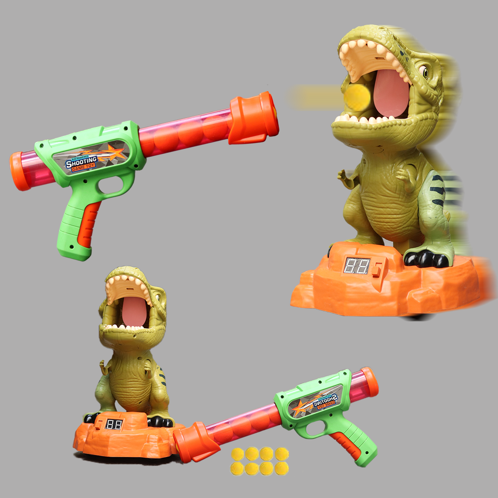 Catapult Dinosaur Targeting Vacuum Pressure Launcher with 8 Balls, Light & Music (3-8 Years)