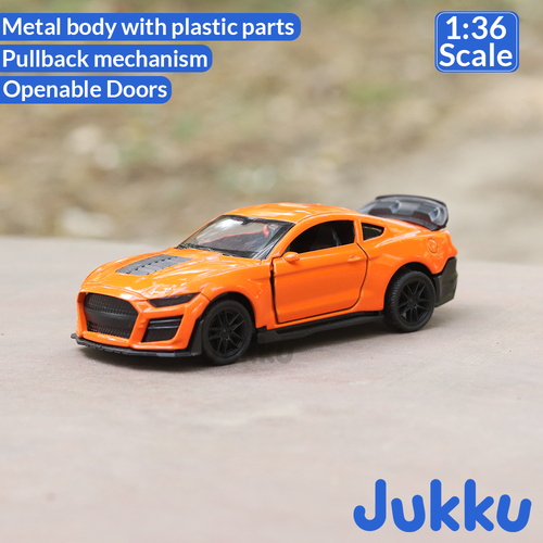 Jukku Resembling Ford Mustang Diecast Car - Pullback, Openable Doors & Bonnet | 1:36 Scale (3 Years till Grown Ups)