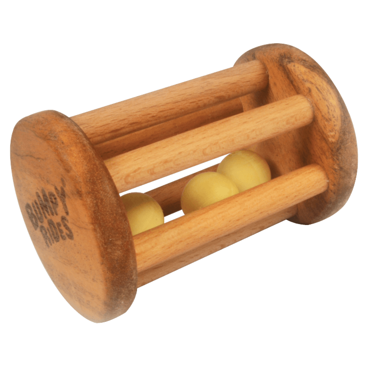 Wooden Rolling Rattle for Babies - Natural