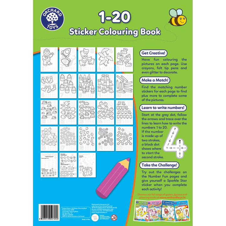 1-20 Sticker Colouring Book