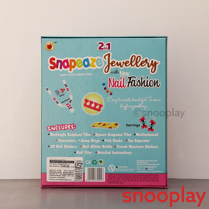 Applefun 'n' learn 2 In 1 DIY Snapeaze Jewellery with New Nail Fashion (5-12 Years)